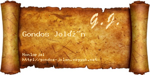 Gondos Jolán névjegykártya